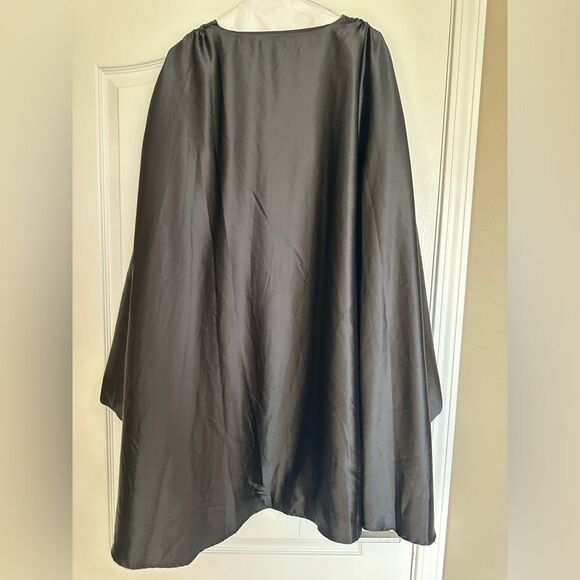 NASTY GAL Plus Size Black Satin Batwing Swing Mini Dress Size 16 - Picture 4 of 5